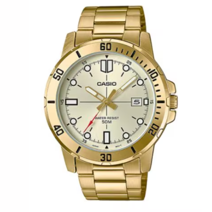 Casio General MTP-VD01G-9EV Men's Enticer Gold Tone Stainless Steel Gold Dial Casual Analog Sporty Watch